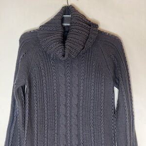 Peregrine Wool Gray Cable Turtleneck Luxurious Sweater Size M